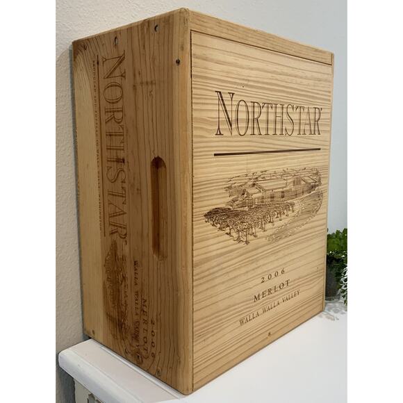 Northstar 2006 Merlot Wine Wood Display Case Storage Box Container 6 Bottle - Picture 4 of 13